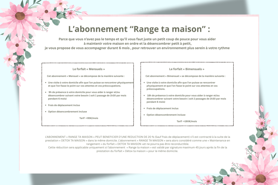 Détails de l'abonnement "range ta maison"