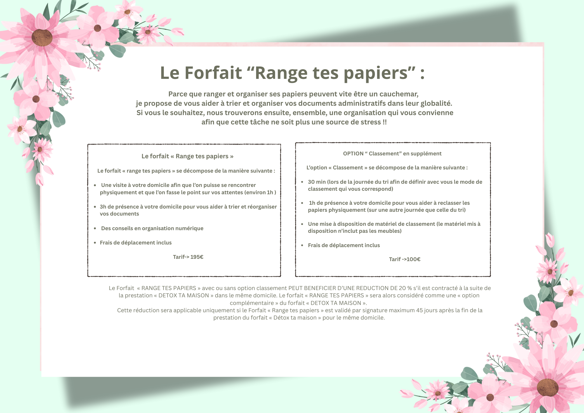 Description du forfait "range tes papiers"
